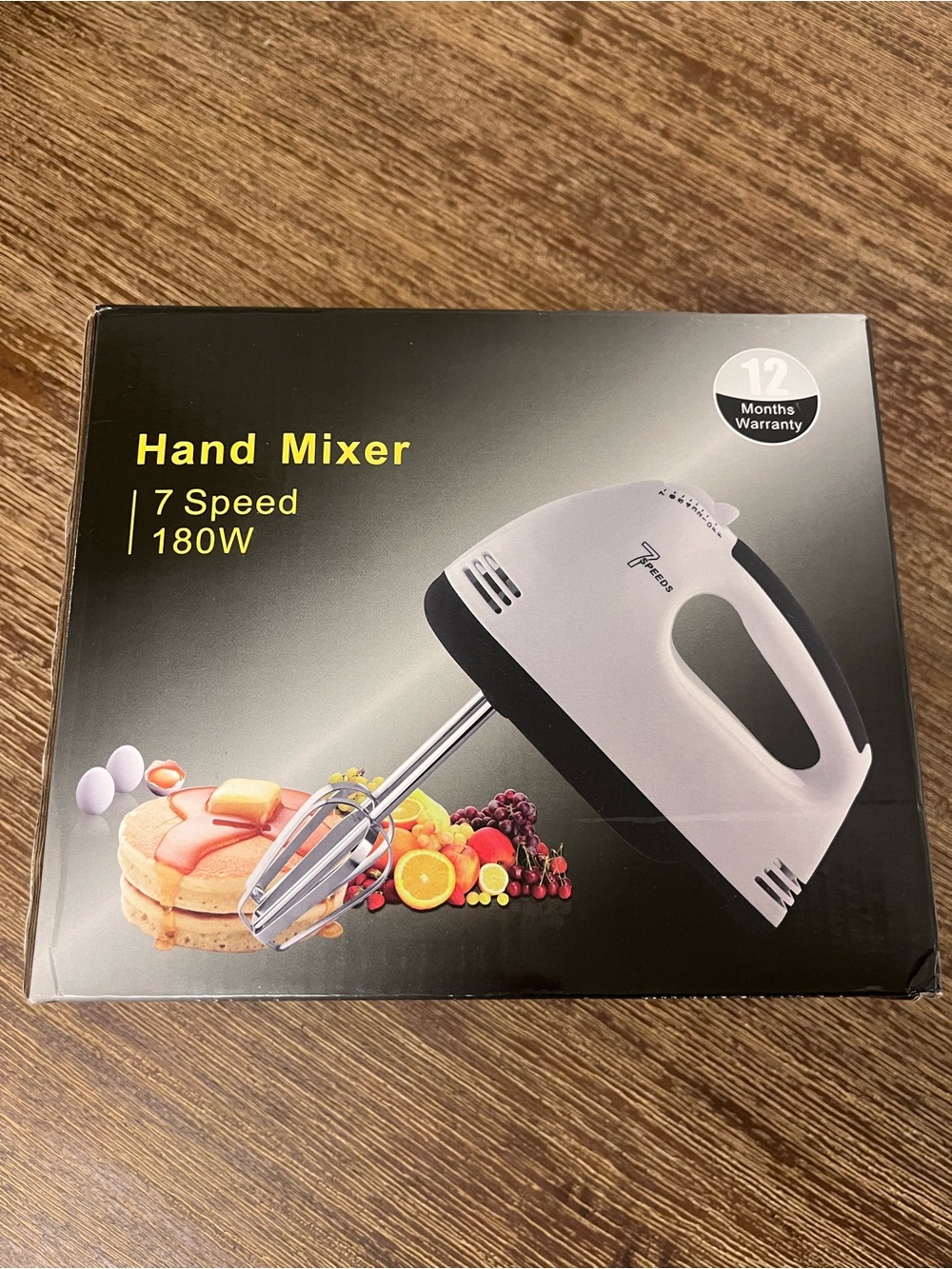 7-Speed 180W White Hand Mixer with Stainless Beaters